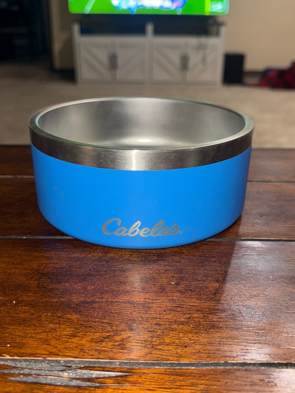 Cabela's Blue Stainless Steel Pet Bowl with Silver Rim